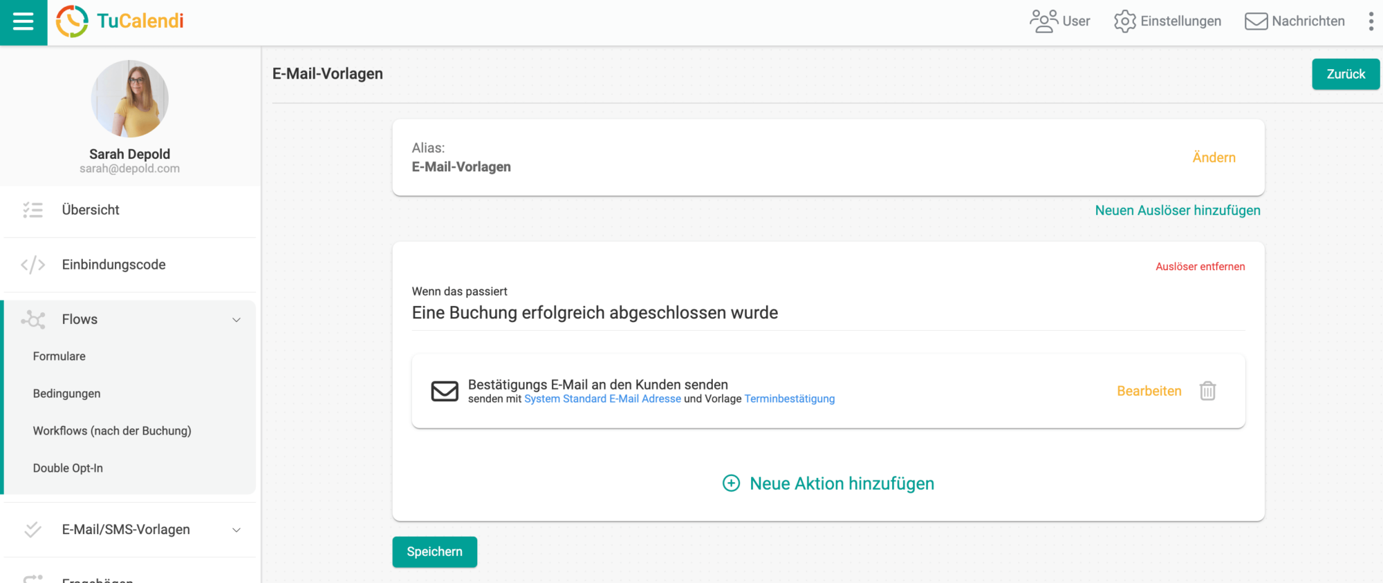 E-Mail-Workflow: Wenn eine Kalenderbuchung in TuCalendi abgeschlossen wurde - sarah-depold.de