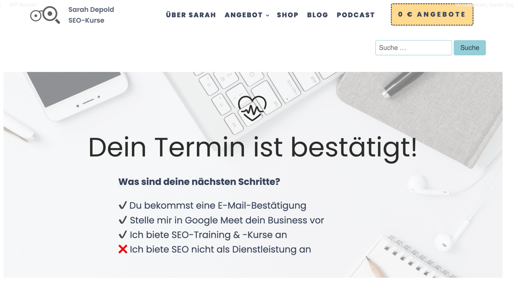 Landingpage: Terminbestätigung und nächste Schritte sarah-depold.de