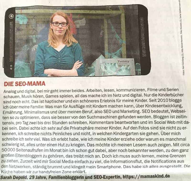 Tagesspiegel-Interview: Sarah Depold - die SEO-Mama